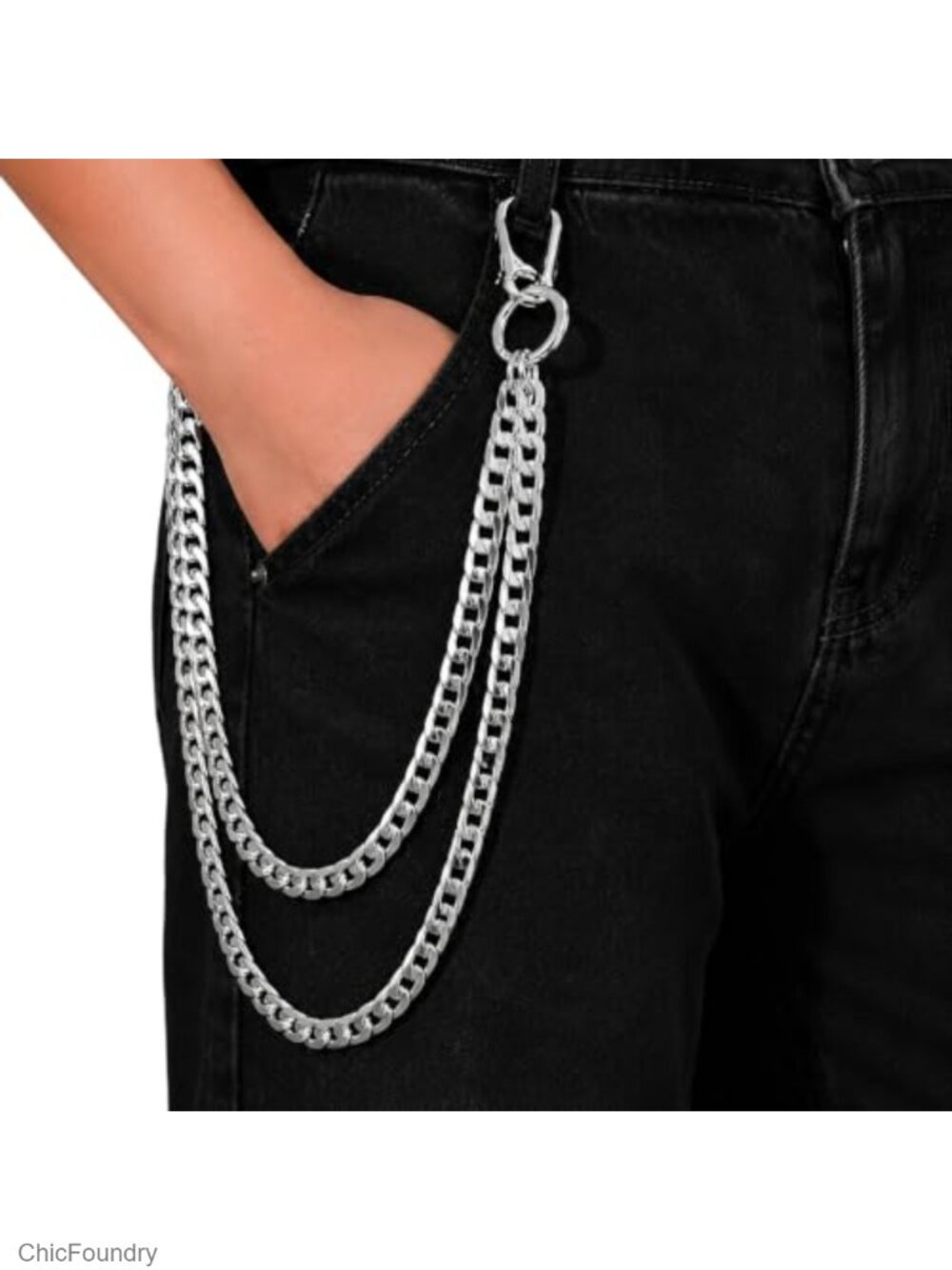 Layered Double Chain Pants Chain for Jeans Streetwear Y2K Gothic Link